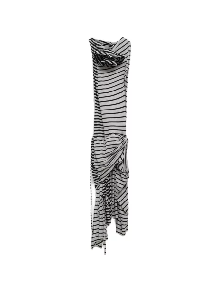 Rochie midi Vaquera cu dungi drapată de costum gri
