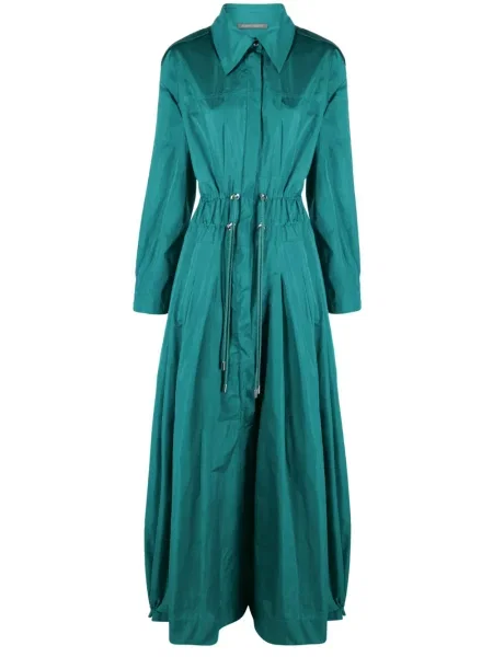 Maksi tafta sukienka maxi Alberta Ferretti garniturowa zielona