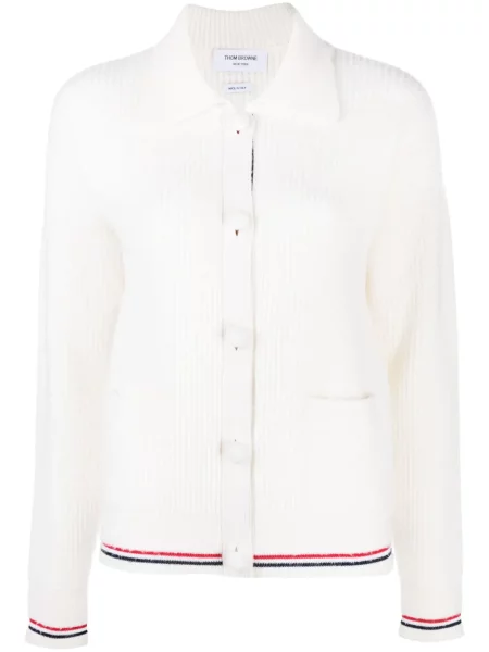 Dzianinowy kardigan Thom Browne w paski biały