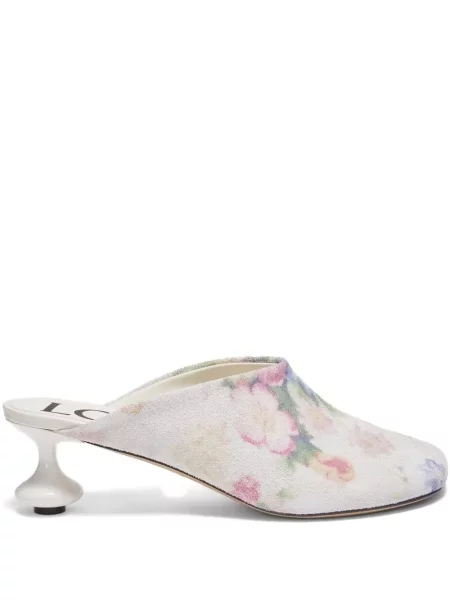 Papuci tip mules Loewe din piele cu model floral cu imagine alb