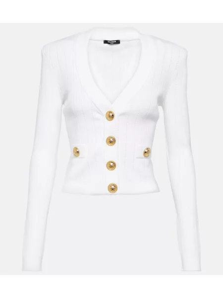 Cardigan Balmain tricotate alb
