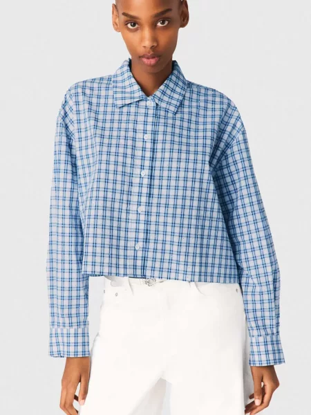 Картата сорочка Maje з принтом блакитна