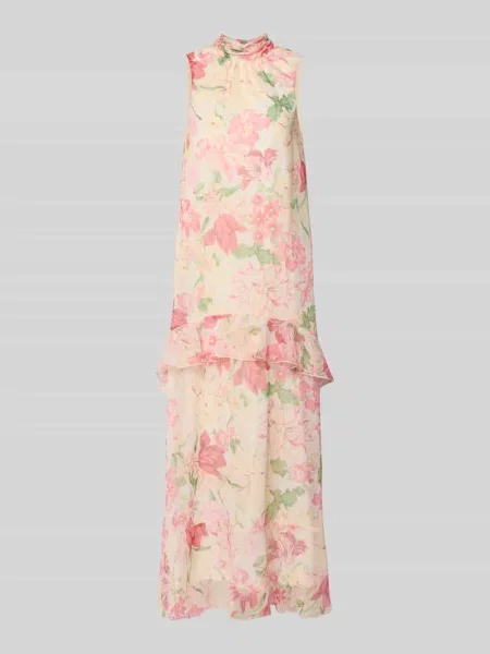 Zwiewna sukienka maxi z falbanowym detalem model SANNA' Vero Moda różowa
