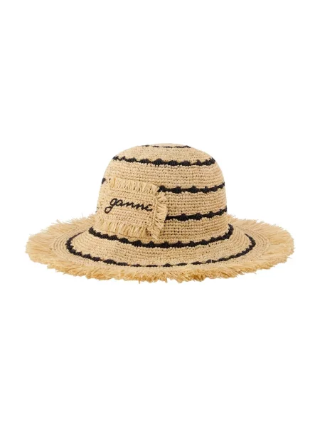 Kapelusz Ganni z logo beżowy
