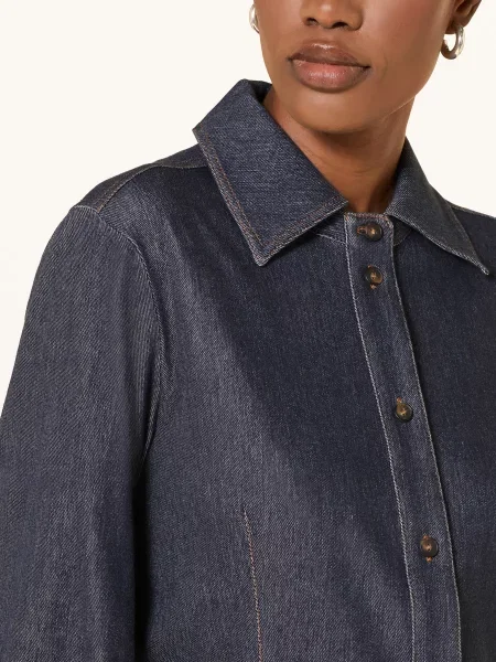 Mm By Max Mara Košilová Halenka Rafia V Džínovém Vzhledu tmavě modrá