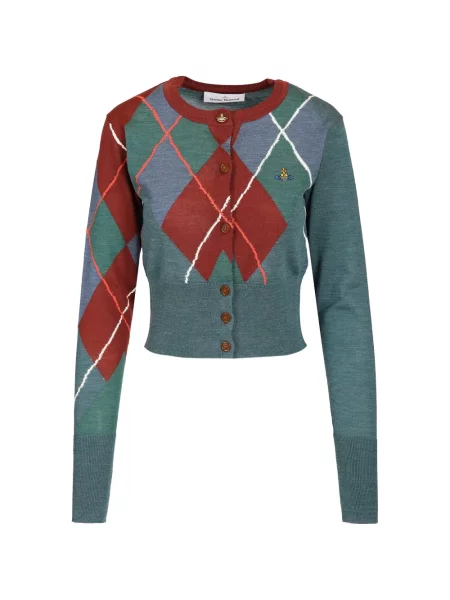 Decupat cardigan Vivienne Westwood cu model argyle verde