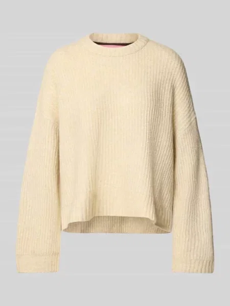 Sweter z dzianiny o kroju oversized z prążkowanymi wykończeniami model ‘SIGGA’ Jjxx beżowy