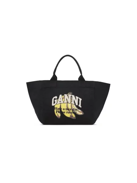 GANNI torebka Shopper XXL Pocket Banana Print czarny