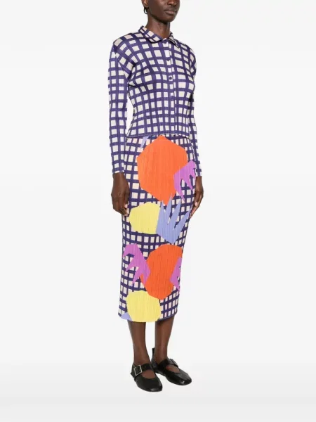 Καρό πουκάμισο Pleats Please Issey Miyake μπλε