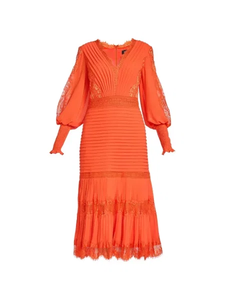 Nėriniuotas maxi suknele Tadashi Shoji oranžinė