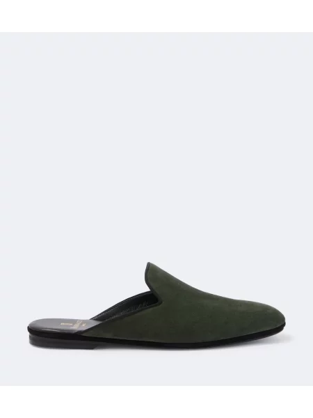 Papuci de casă Rubinacci din piele de căprioară verde