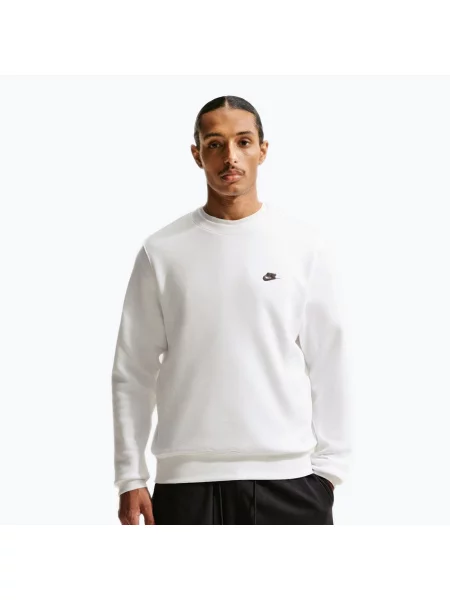 Hanorac crewneck Nike din fleece alb