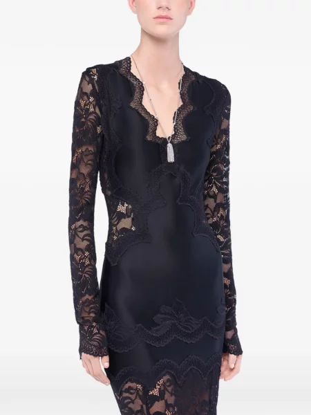 Rochie maxi Rabanne din dantelă lungă de costum negru