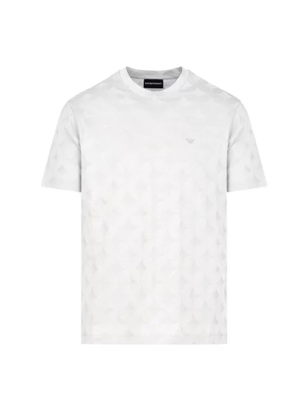 Koszulka Emporio Armani z okrągłym dekoltem żakardowa szara
