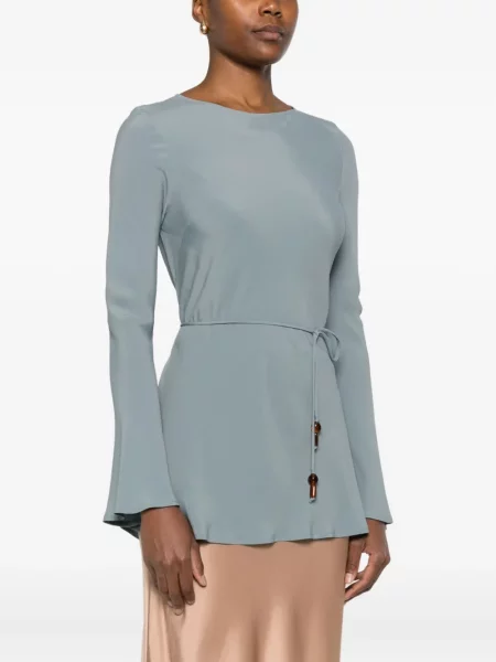 Długa bluzka Ottodame z długim rękawem niebieska