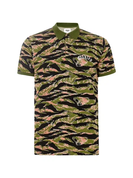 Tricou polo Oakley cu dungi de tigru verde