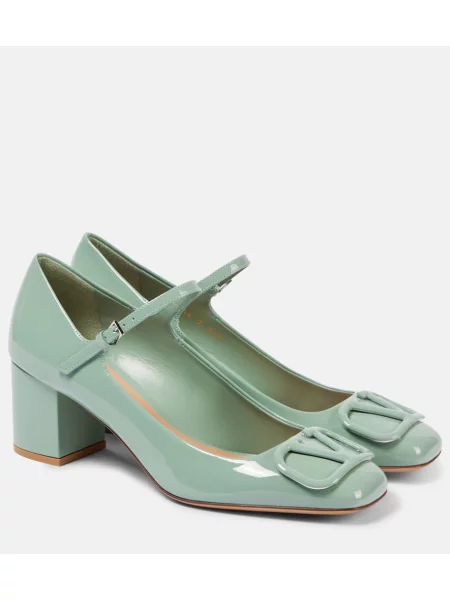 Usnjene lakirane salonarji Valentino Garavani zelena