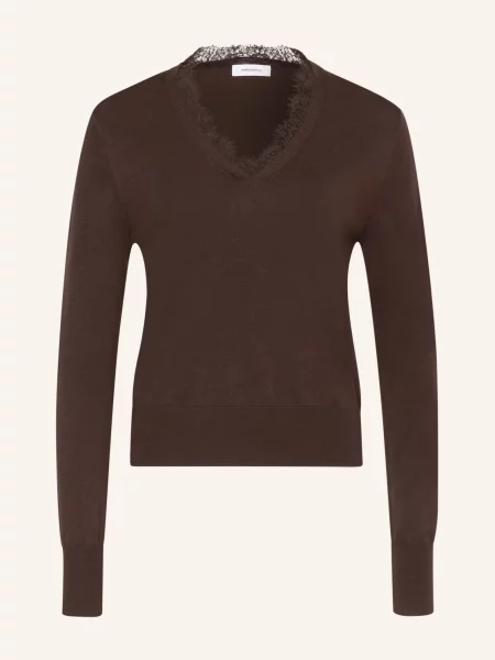 Darling Harbour Svetr S Krajkou dark brown hnědý