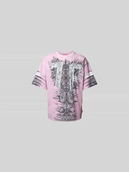 T-shirt z prążkowanym okrągłym dekoltem Diesel biała