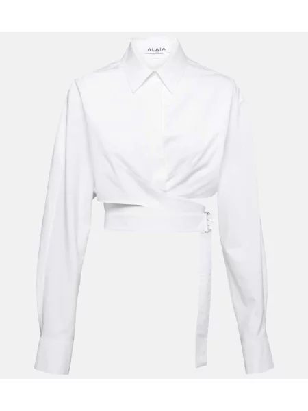 Top Alaã¯a popelinowy o krotszym kroju biały