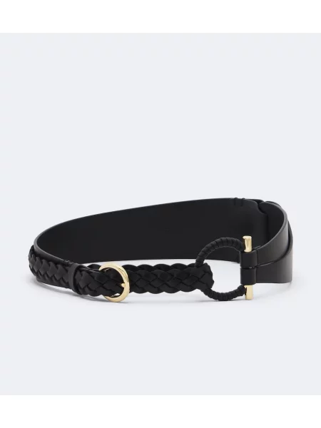 Cu centură curea Ferragamo din piele țesută negru