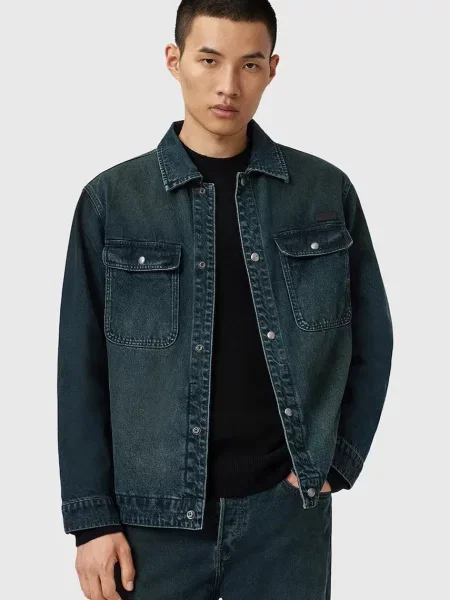 AllSaints geacă jeans CASTLEFORD bleumarin de tranziție