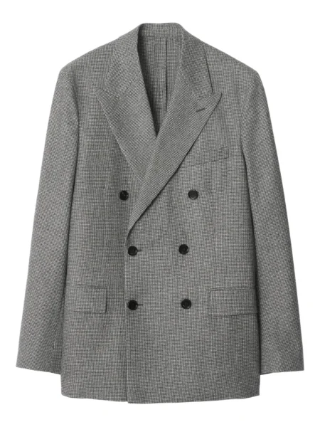 Marynarka Burberry w kratę dwurzędowa szara