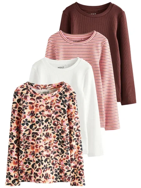 Next Tricou bej / maro ruginiu / roz alb