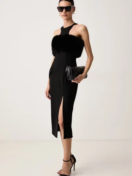 Karl Lagerfeld rochie halter cu lână negru