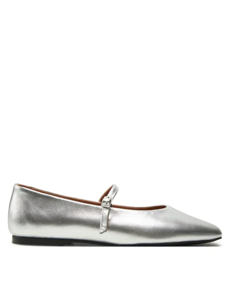 Кожени балеринки Calvin Klein MARY JANE BALLERINA MET сребристо