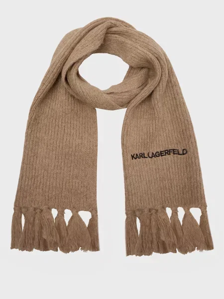 Вовняний шарф Karl Lagerfeld бежевий