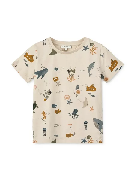 Liewood tričko Apia Printed Shortsleeve T-shirt béžové