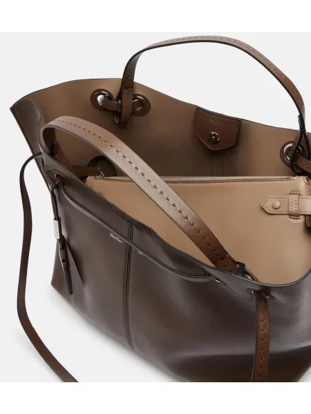Geantă shopper Max Mara din piele maro