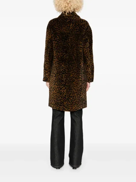 Palton Salvatore Santoro cu imagine cu model leopard maro