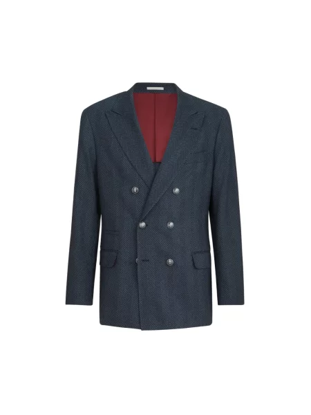 Sacou Brunello Cucinelli de mătase albastru