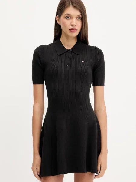 Tommy Jeans sukienka mini rozkloszowana czarny