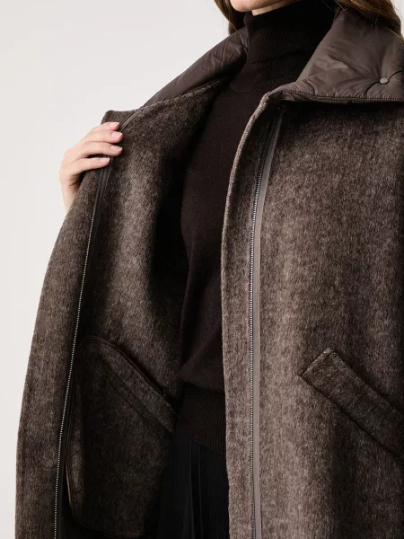 Haveone преходно яке дамско с вълна кафяво