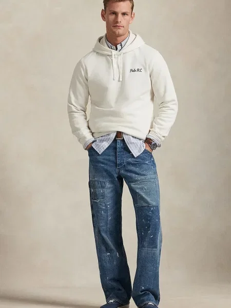 Mikina Polo Ralph Lauren s kapucí s potiskem béžová