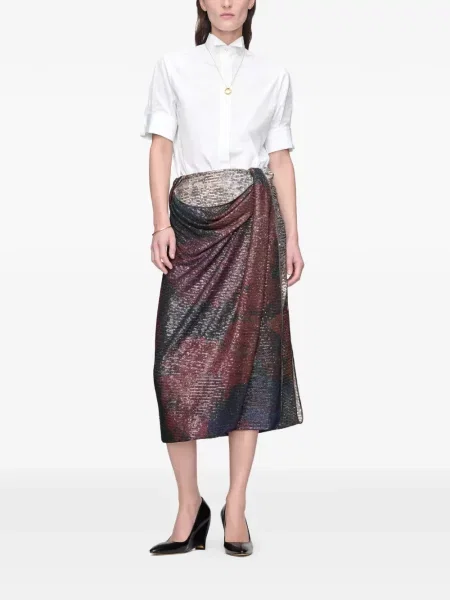 Fustă midi Maison Margiela cu paiete drapată negru