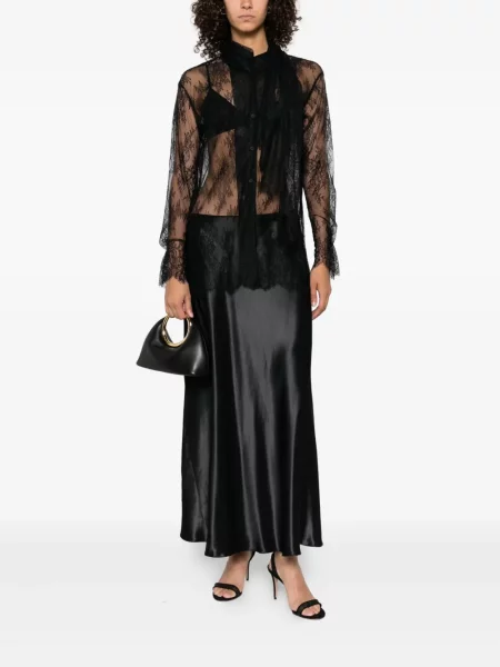 Cămașă Alberta Ferretti cu broderie cu model floral din tul negru