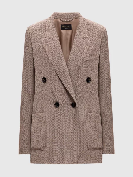 Двобортний жакет Genny з льону Loro Piana бежевий