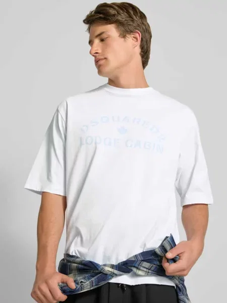 T-shirt o luźnym kroju z czystej bawełny Dsquared2 biała