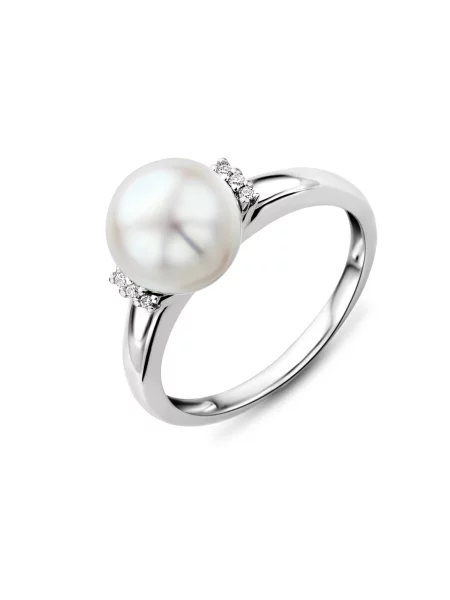 DIAMANT LETERNEL Prsteň Ring aus Weißgold mit Perle strieborná
