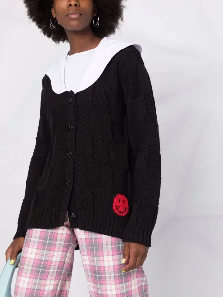 Cardigan Ganni din poplin negru