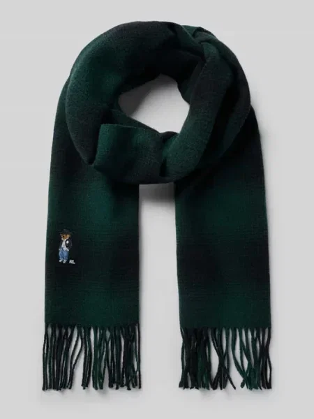 Szal z wyhaftowanym logo Polo Ralph Lauren zielona