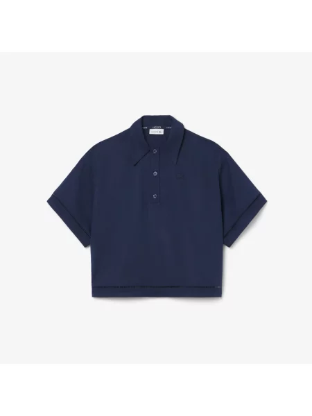 Lacoste Koszulka Polo Oversize Z Lejącego Diagonalu granatowa