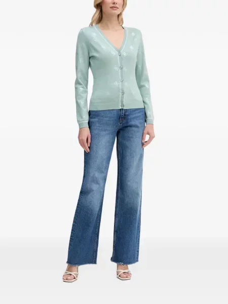 Stras cardigan Guess cu decolteu în V verde