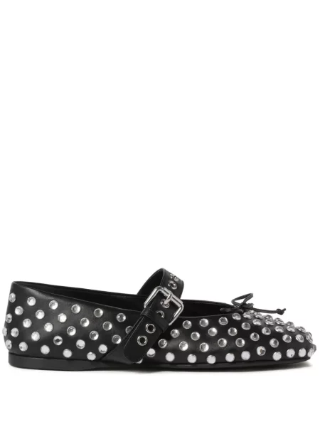 Balerini Miu Miu din piele cu tepi negru