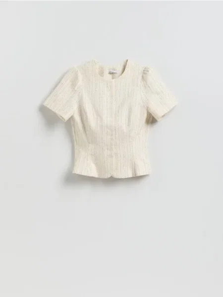 Reserved Cămașă din cu mâneci bufante crem