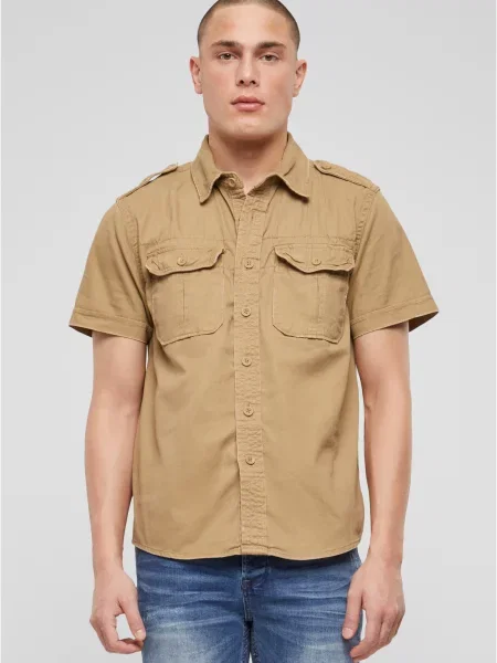 Ретро къс риза с къс ръкав Brandit с къс ръкав кафяво